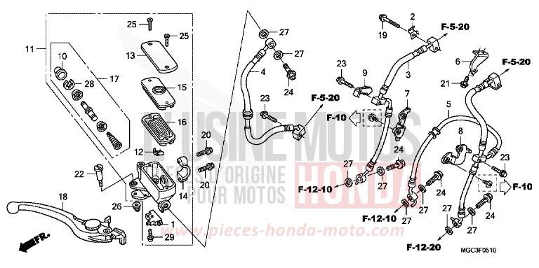 FR. BRAKE MASTER CYLINDER (CB1100A) for CB1100 ABS CANDY GLORY RED-U (R101) from 2013